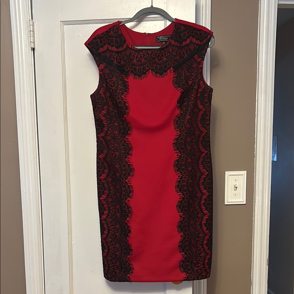 Dress Barn Red and Black Sheath Cocktail Mini Dress